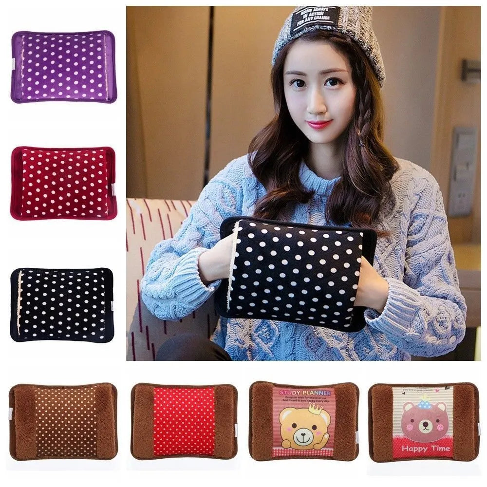 Rechargeable Hot Water Bag (Pain Relief) Fur Velvet Heating Pad With Hand Pocket