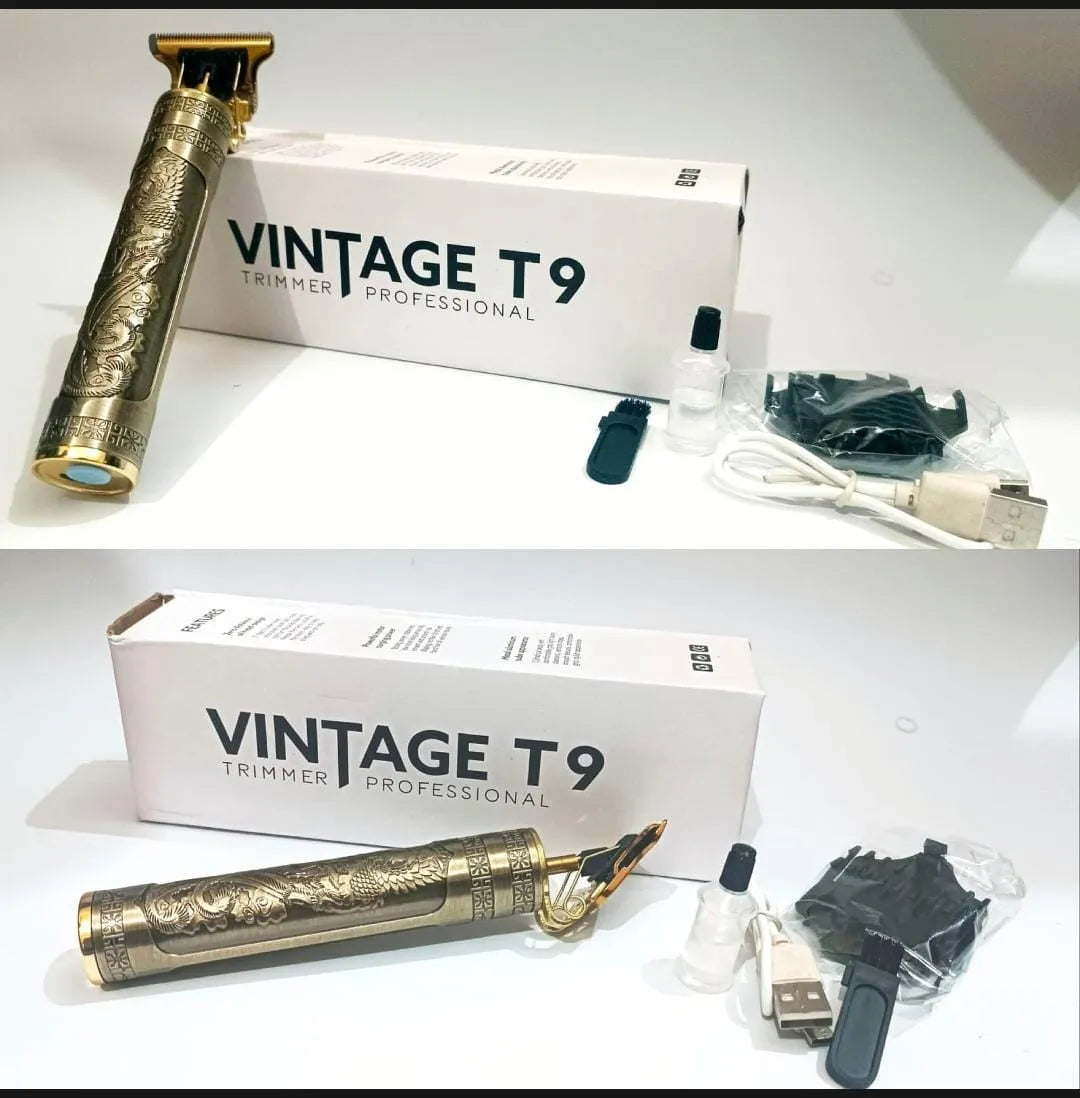 Metal Body - Vintage T9 Trimmer And Hair Clipper Cutting Machine For Men | Dragon Design | Golden Color Trimmer