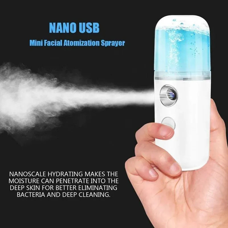 Portable Nano Facial Mist Sprayer – Hydrating Ionic Facial Steamer For Instant Skin Moisture, Glow & Refreshing Mist  USB Rechargeable