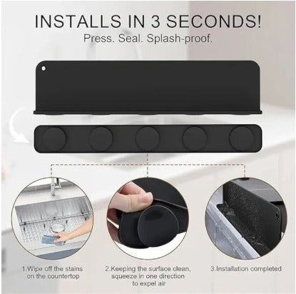 Silicone Sink Splash Guard With Suction – Flexible Water Splash Stopper For Kitchen & Bathroom Faucets, Countertops & Cleaning Protection