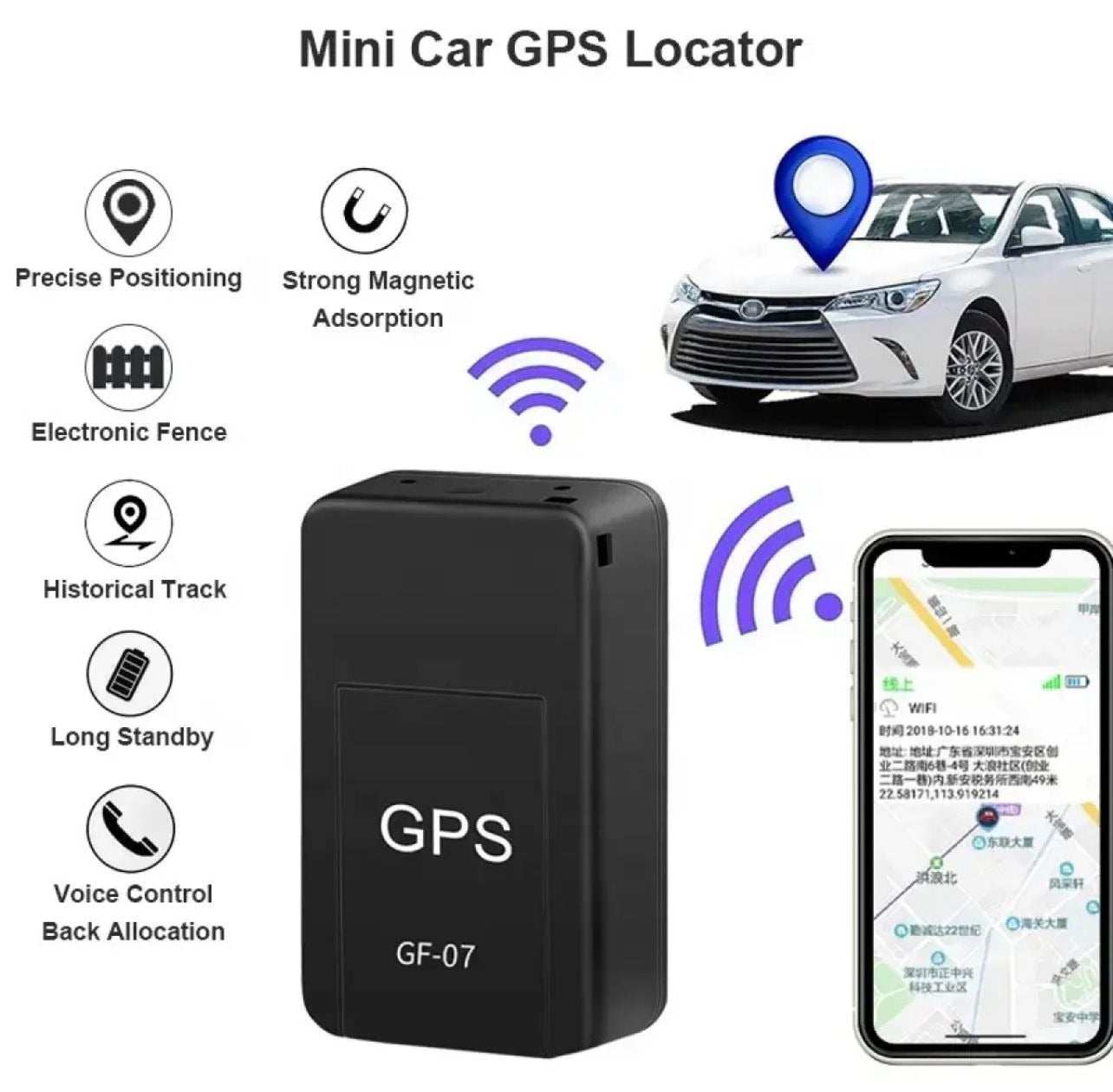 GF-07 Wireless Mini Magnetic GPS Tracker